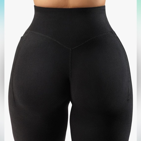 Sukksess Ribbed No-Front-Seam Leggings with Pockets - Picture 4 of 8